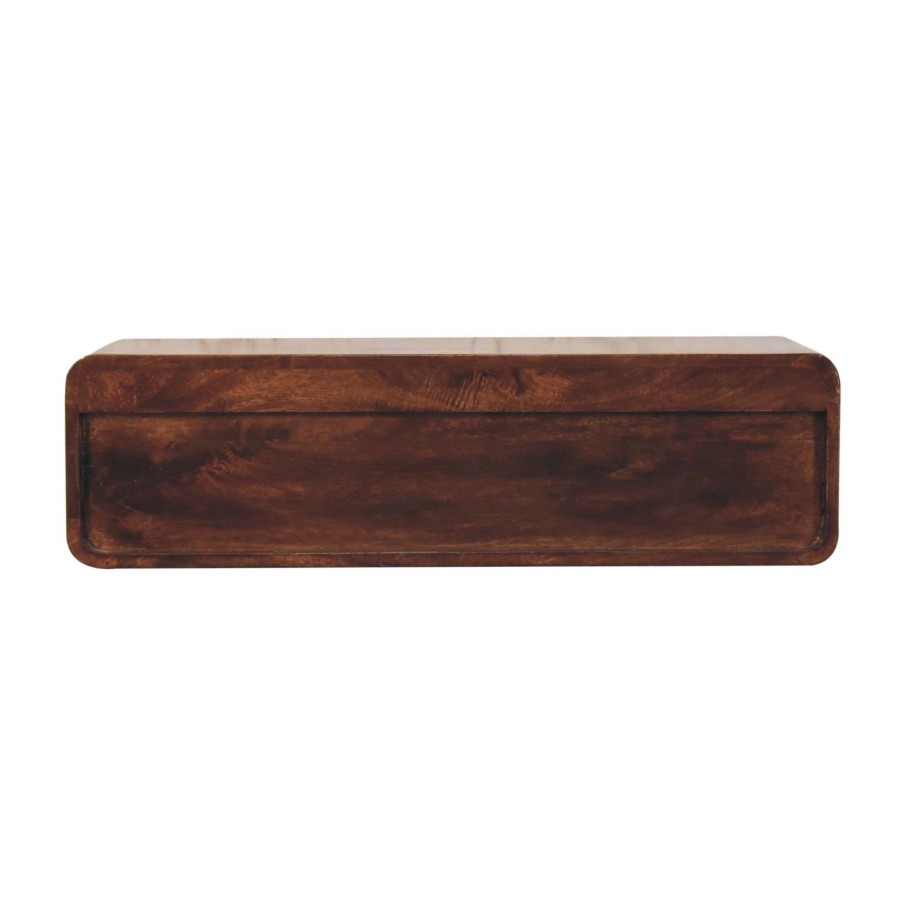 Solid Mango Wood California Walnut Finished 2 Drawer Floating Open Console - Image 8