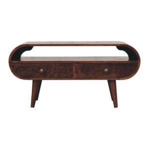 Solid Mango Wood California Walnut Circular TV Stand