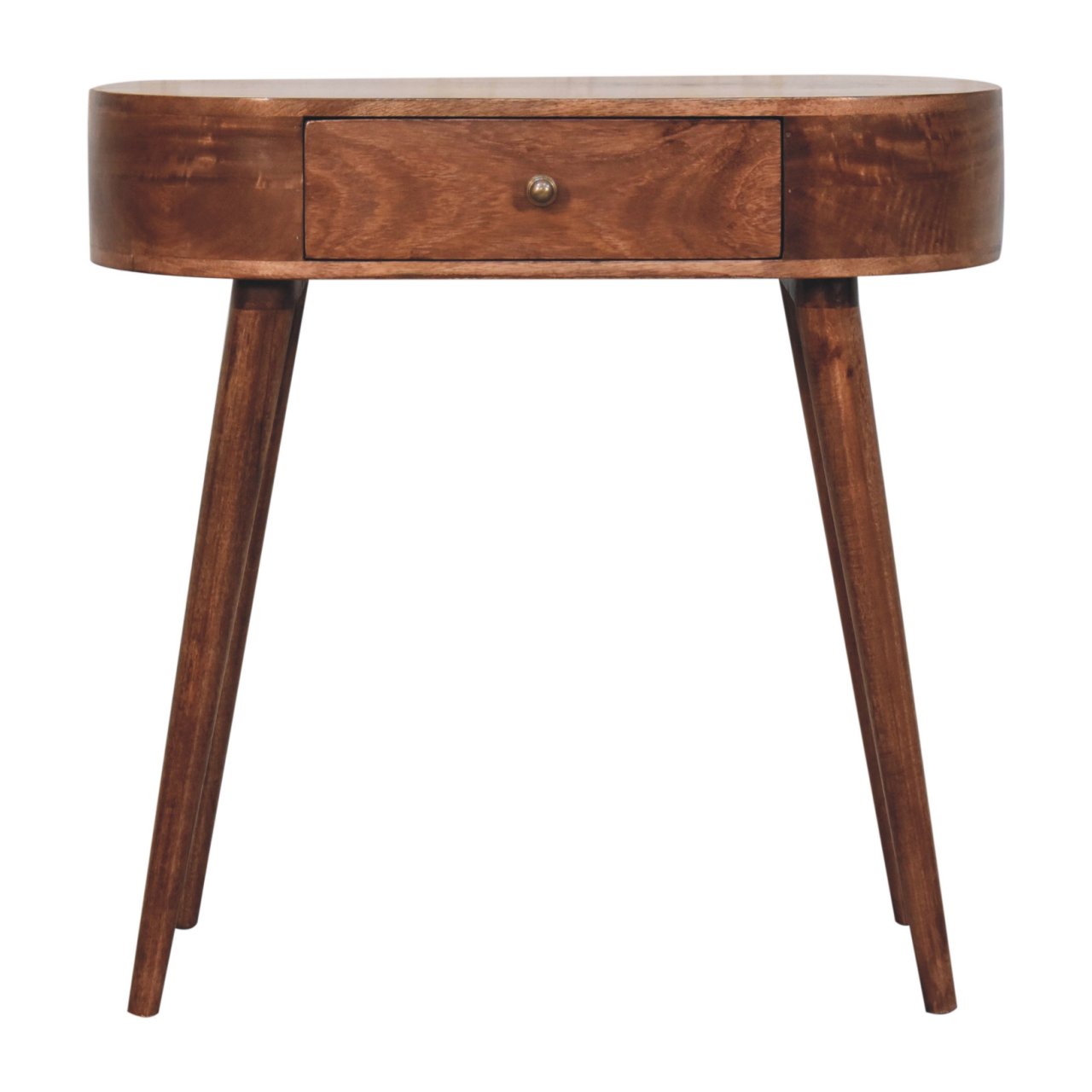 Solid Mango Wood Honey Caramel Finished 1 Drawer Rounded Small Console Table