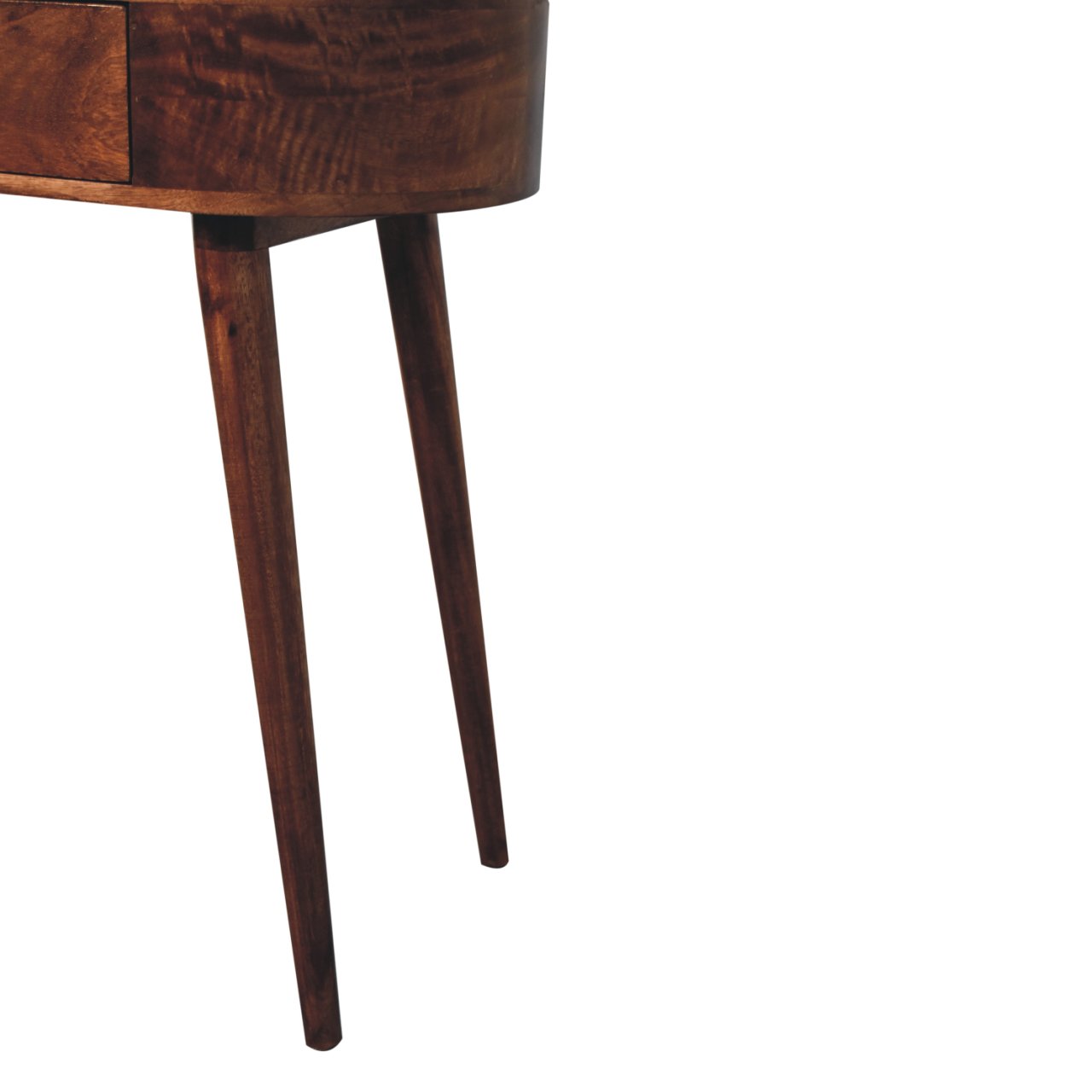 Solid Mango Wood Honey Caramel Finished 1 Drawer Rounded Small Console Table - Image 7