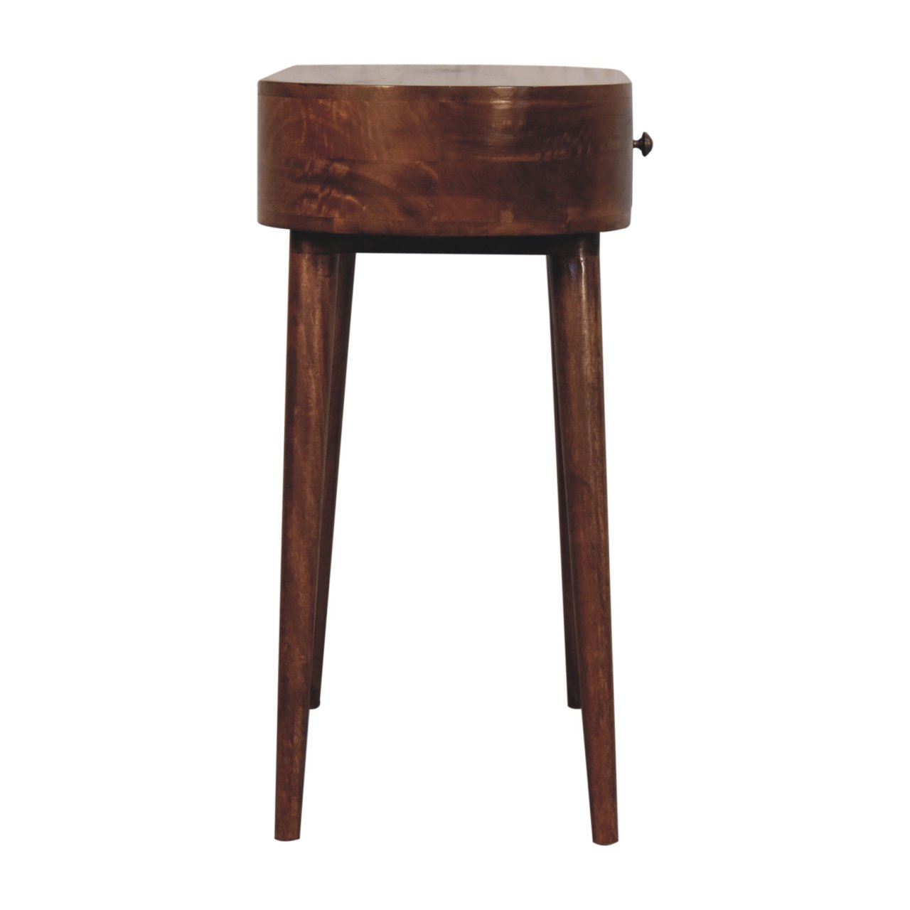 Solid Mango Wood Honey Caramel Finished 1 Drawer Rounded Small Console Table - Image 8