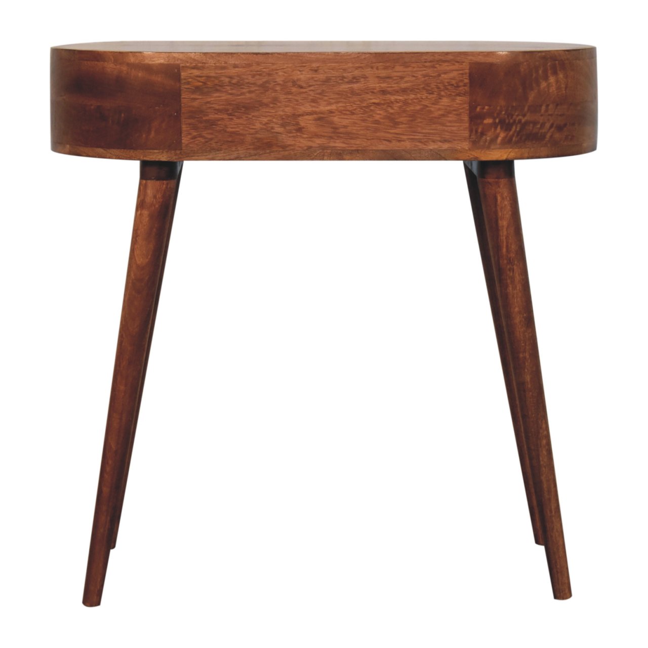 Solid Mango Wood Honey Caramel Finished 1 Drawer Rounded Small Console Table - Image 9