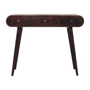 Solid Mango Wood California Walnut Dressing Table with Foldable Mirror