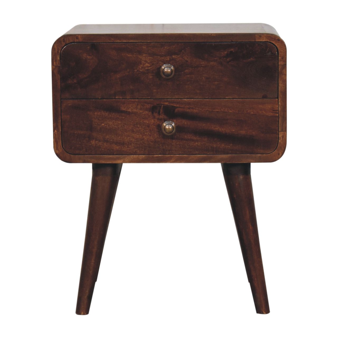 Solid Mango Wood Curved California Walnut Bedside - Image 8