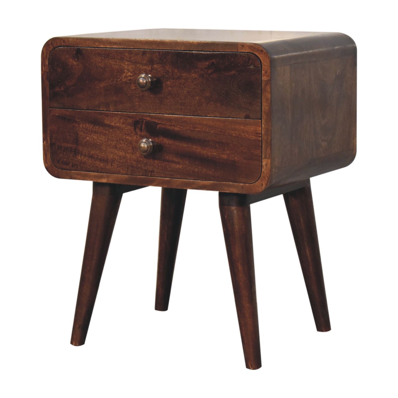 Solid Mango Wood Curved California Walnut Bedside - Image 7
