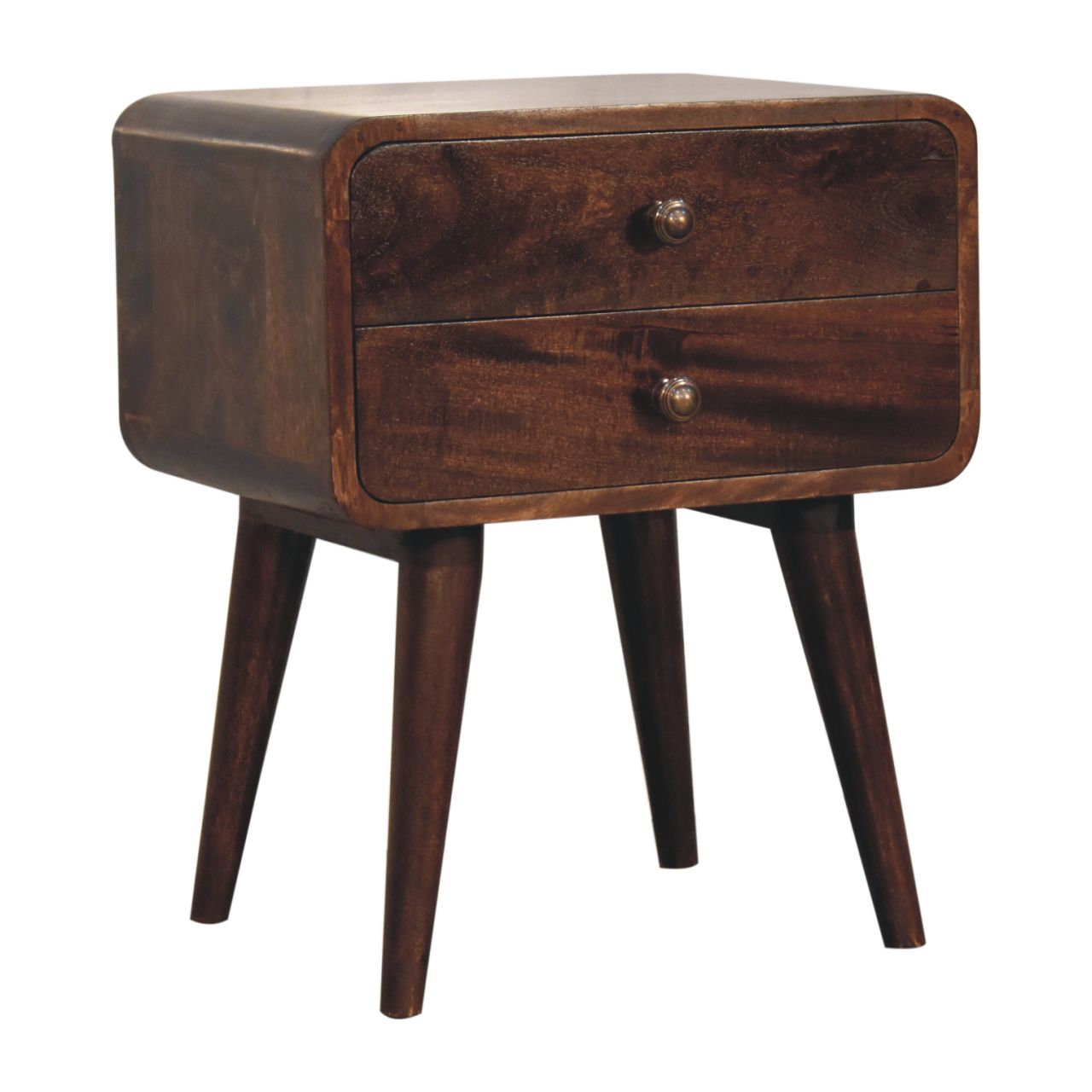 Solid Mango Wood Curved California Walnut Bedside - Image 6