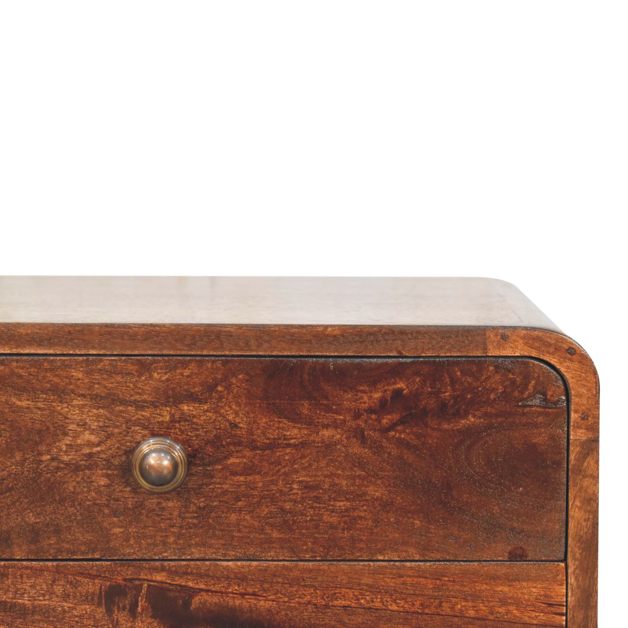 Solid Mango Wood Curved California Walnut Bedside - Image 5