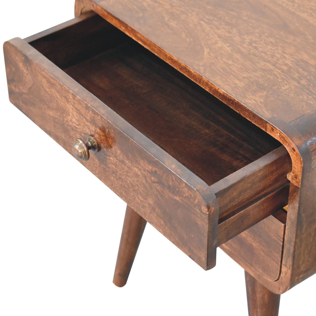 Solid Mango Wood Curved California Walnut Bedside - Image 4