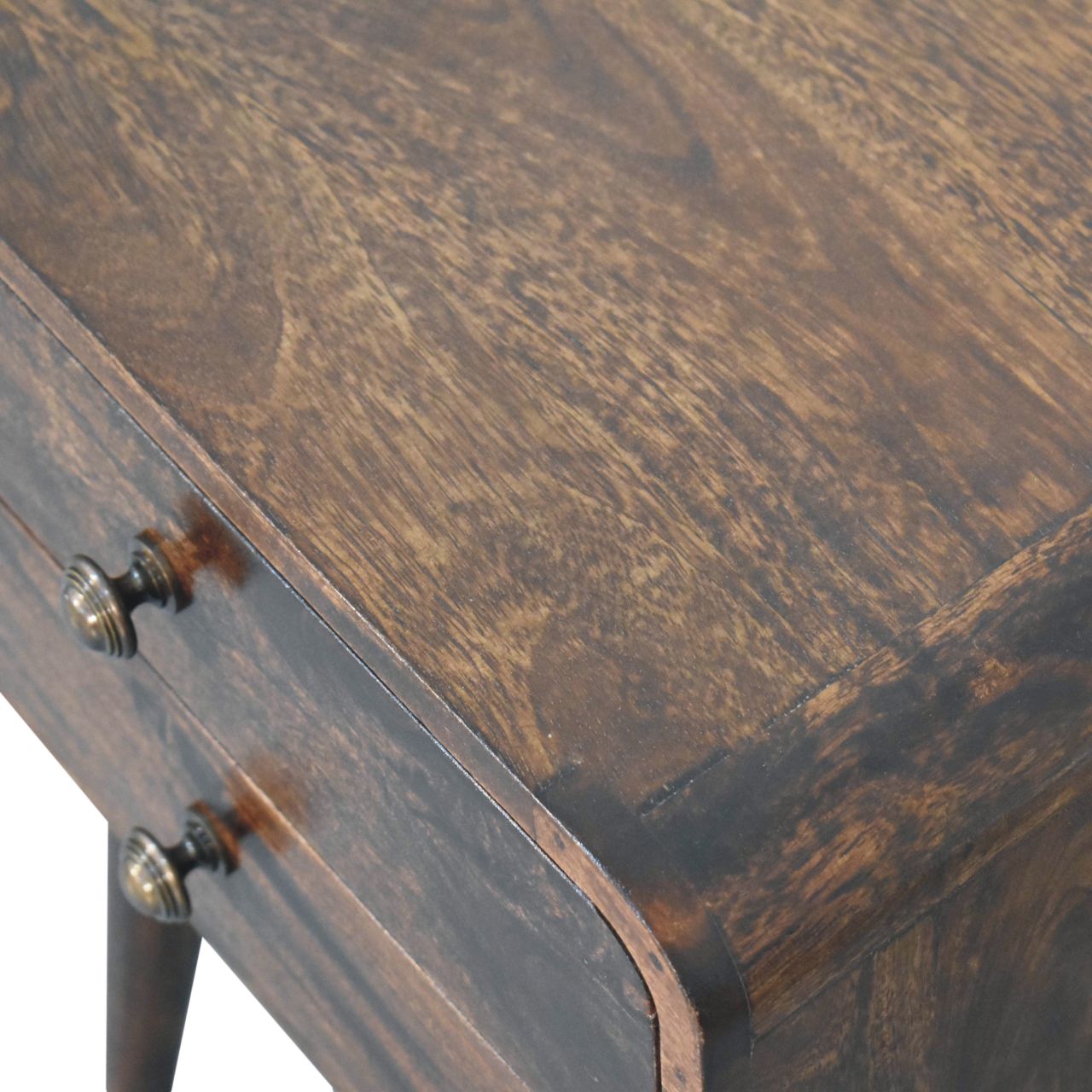 Solid Mango Wood Curved California Walnut Bedside - Image 3
