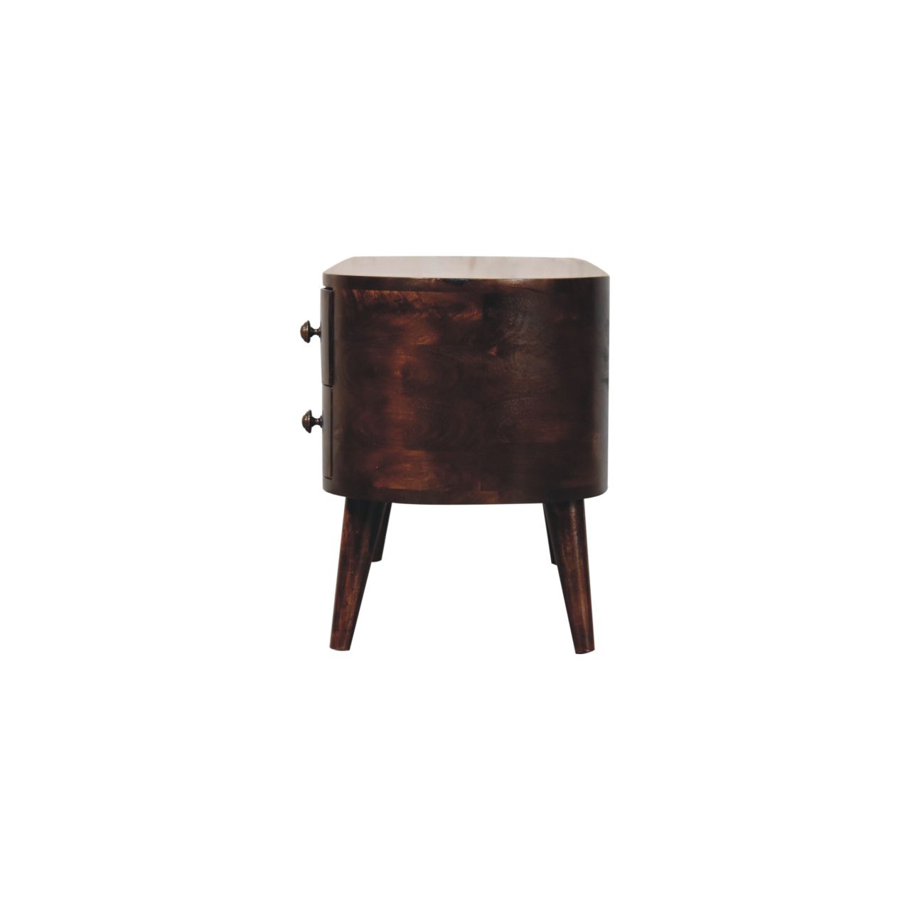 Solid Mango Wood California Walnut Finished Rounded 4 Drawer Entertainment Unit - Image 8
