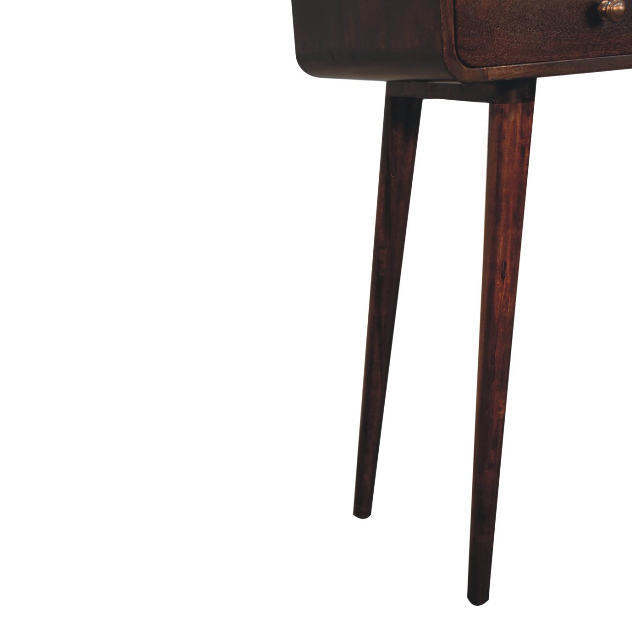 Solid Mango Wood California Walnut Finished Curved 2 Drawer Console Table - Image 7