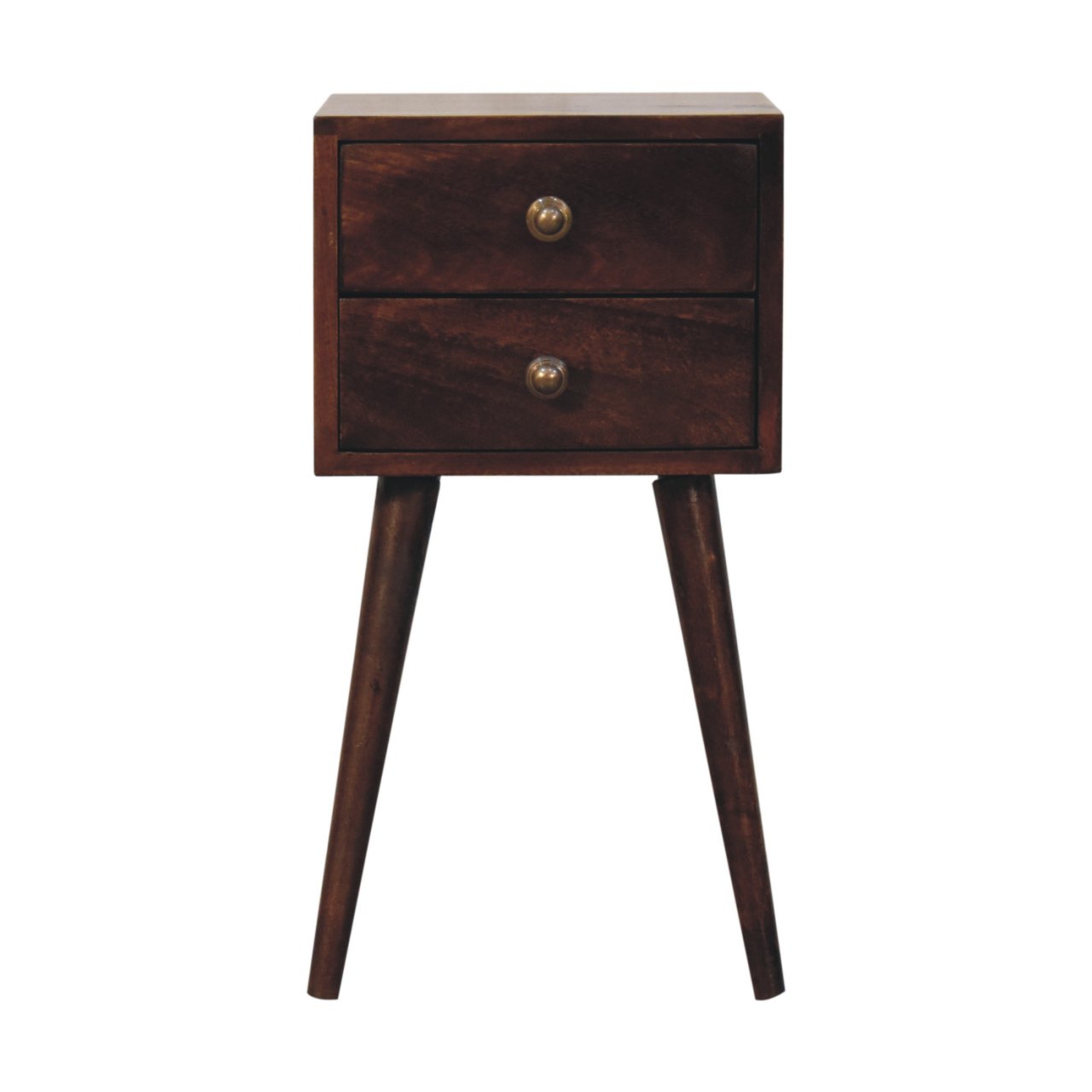 Solid Mango Wood Mini 2 DrawerCalifornia Walnut Bedside