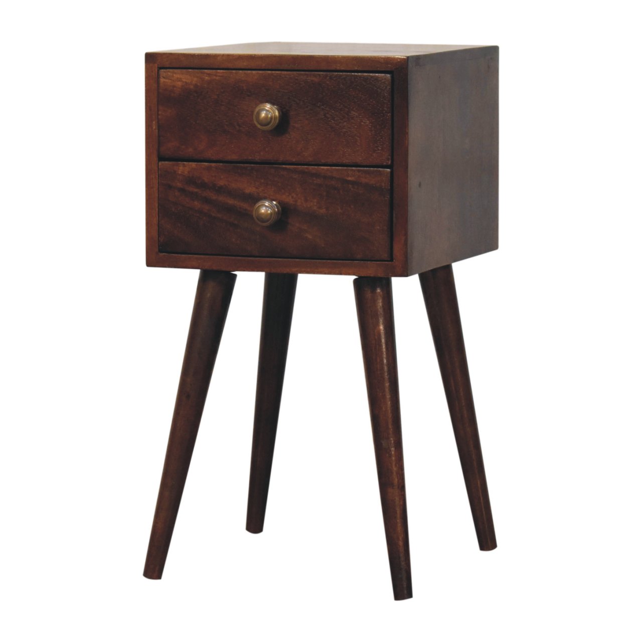 Solid Mango Wood Mini 2 DrawerCalifornia Walnut Bedside - Image 2
