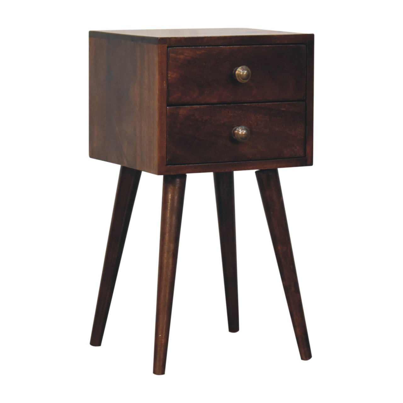 Solid Mango Wood Mini 2 DrawerCalifornia Walnut Bedside - Image 3