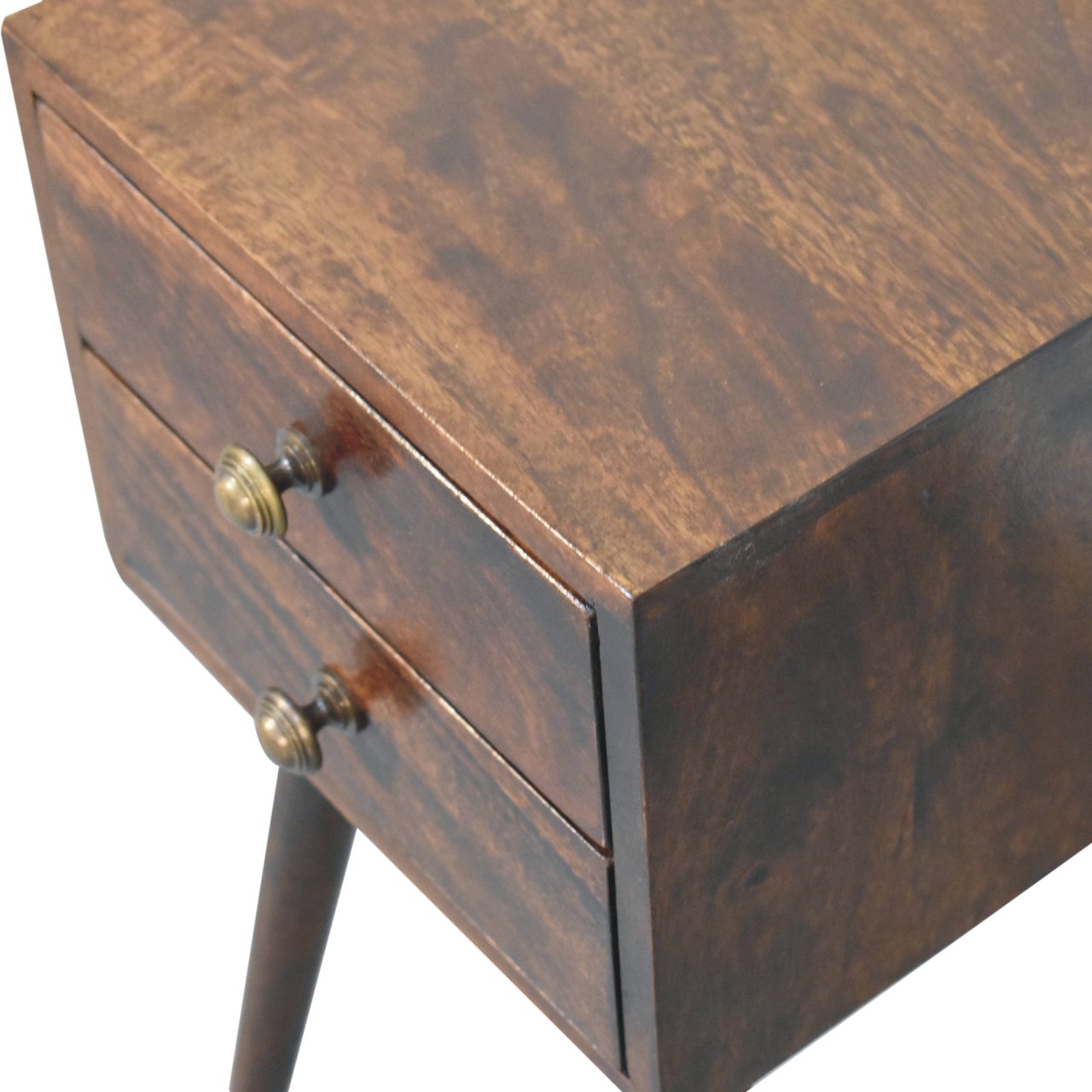 Solid Mango Wood Mini 2 DrawerCalifornia Walnut Bedside - Image 5