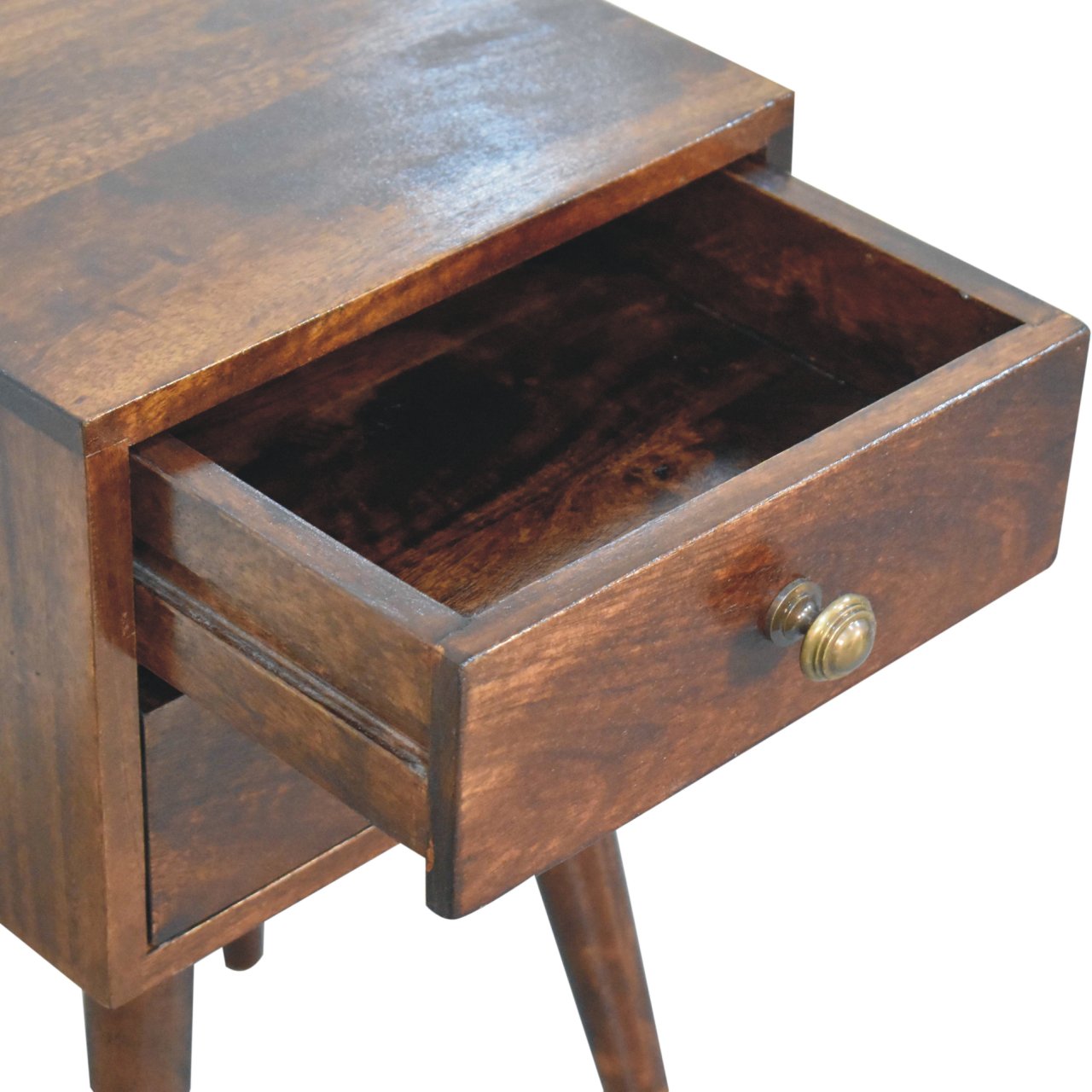 Solid Mango Wood Mini 2 DrawerCalifornia Walnut Bedside - Image 6