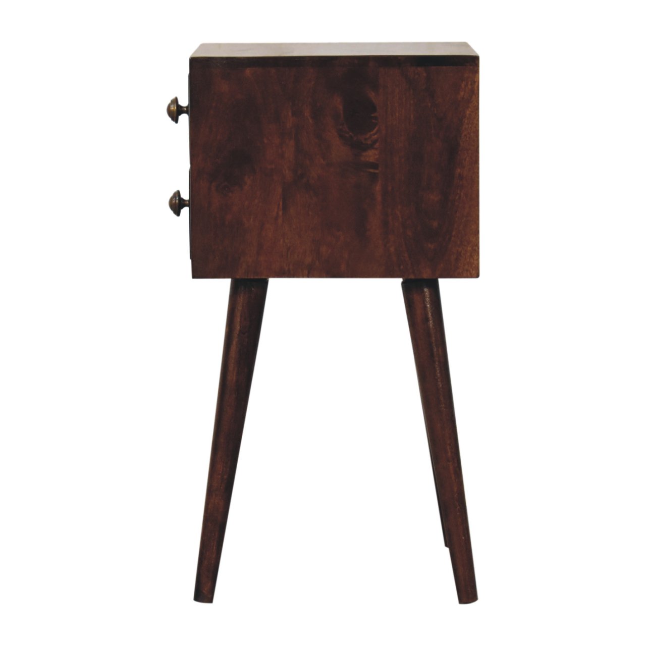 Solid Mango Wood Mini 2 DrawerCalifornia Walnut Bedside - Image 8