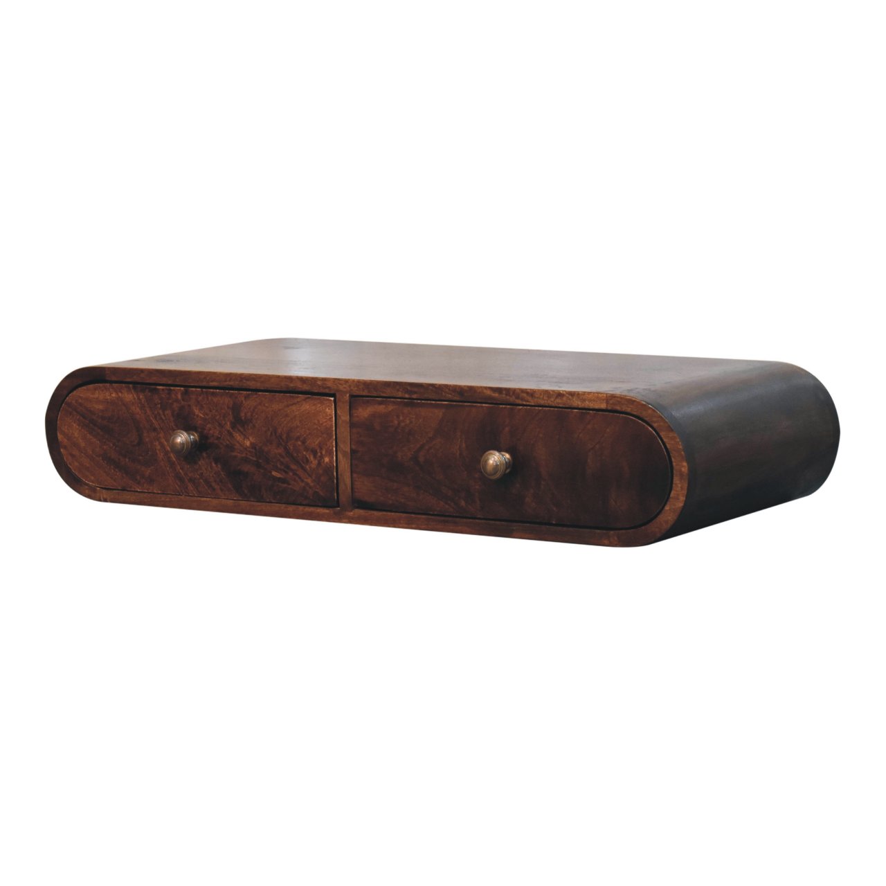 Solid Mango Wood Wall Mounted California Walnut Console Table - Image 3