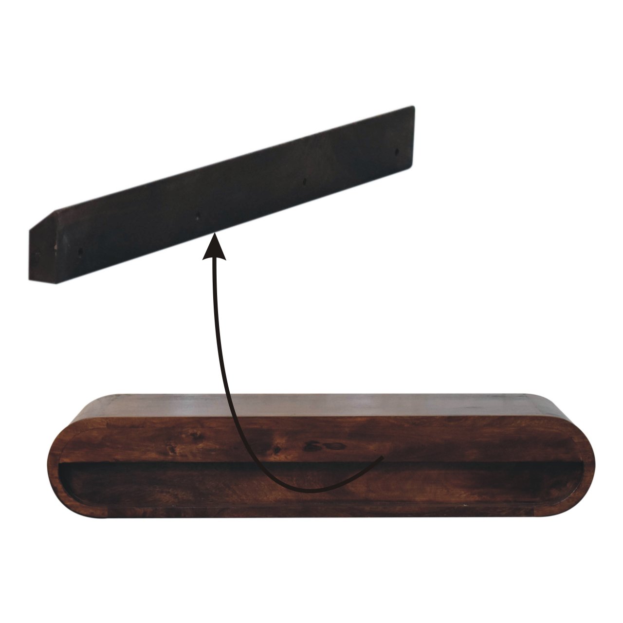 Solid Mango Wood Wall Mounted California Walnut Console Table - Image 9