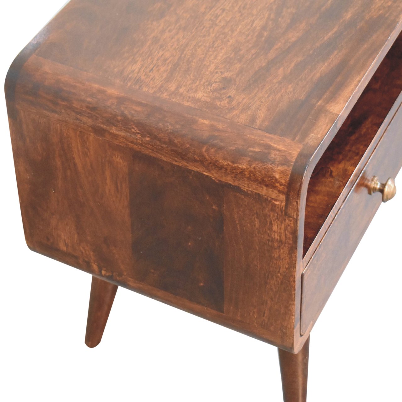 Solid Mango Wood Curved California Walnut Media Unit - Image 5