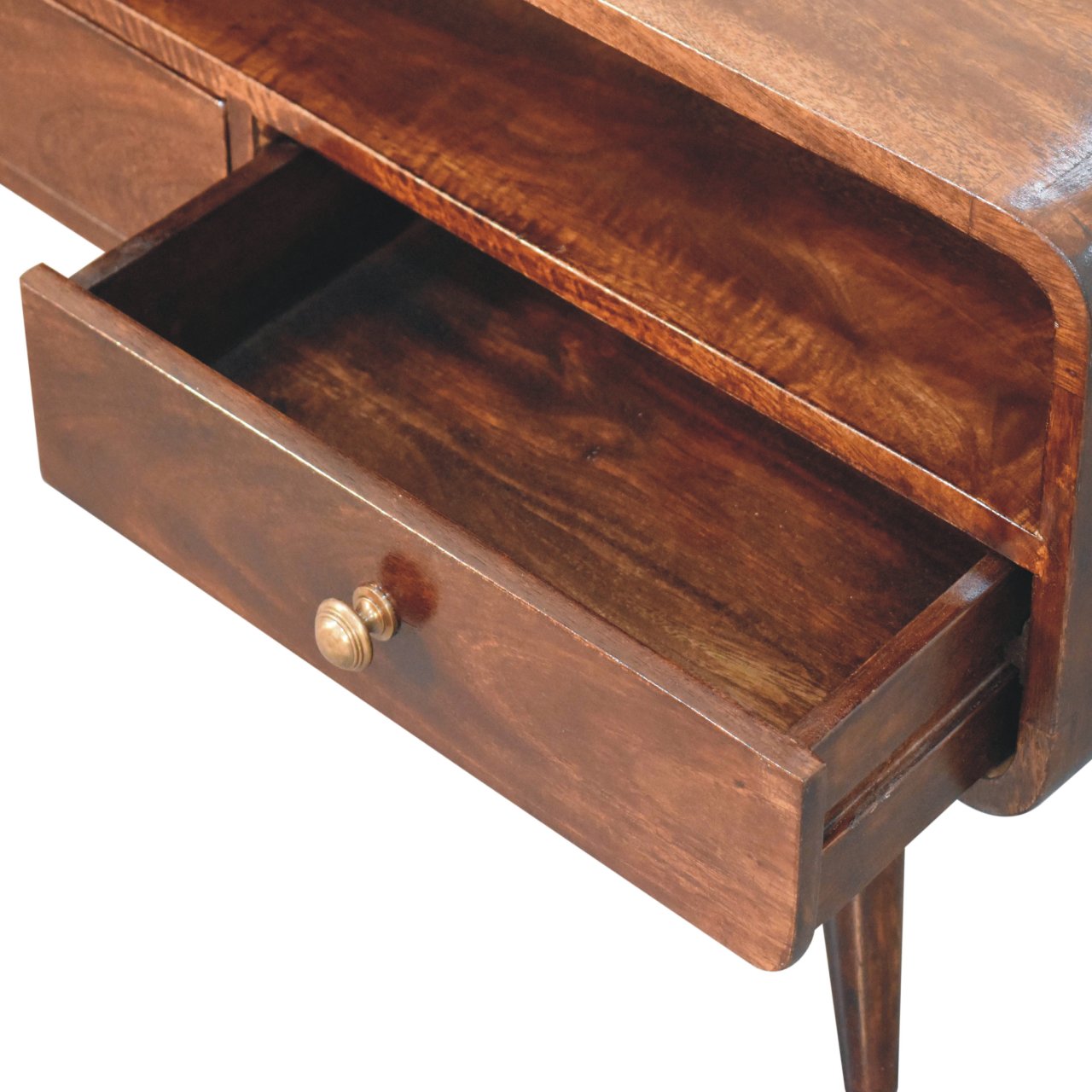 Solid Mango Wood Curved California Walnut Media Unit - Image 6