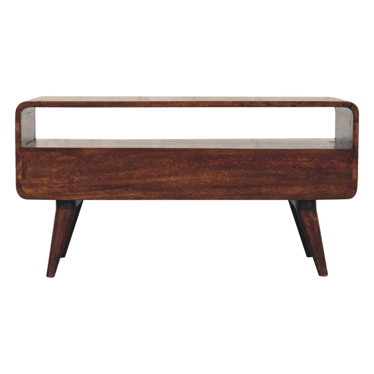Solid Mango Wood Curved California Walnut Media Unit - Image 9