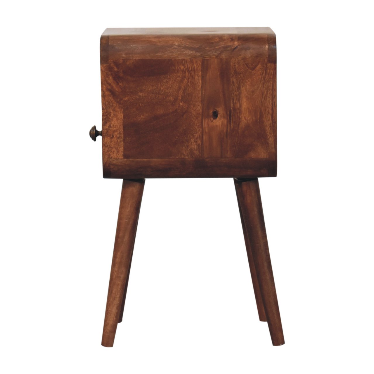 Solid Mango Wood Mini Honey Caramel Curved Bedside with Open Slot - Image 7