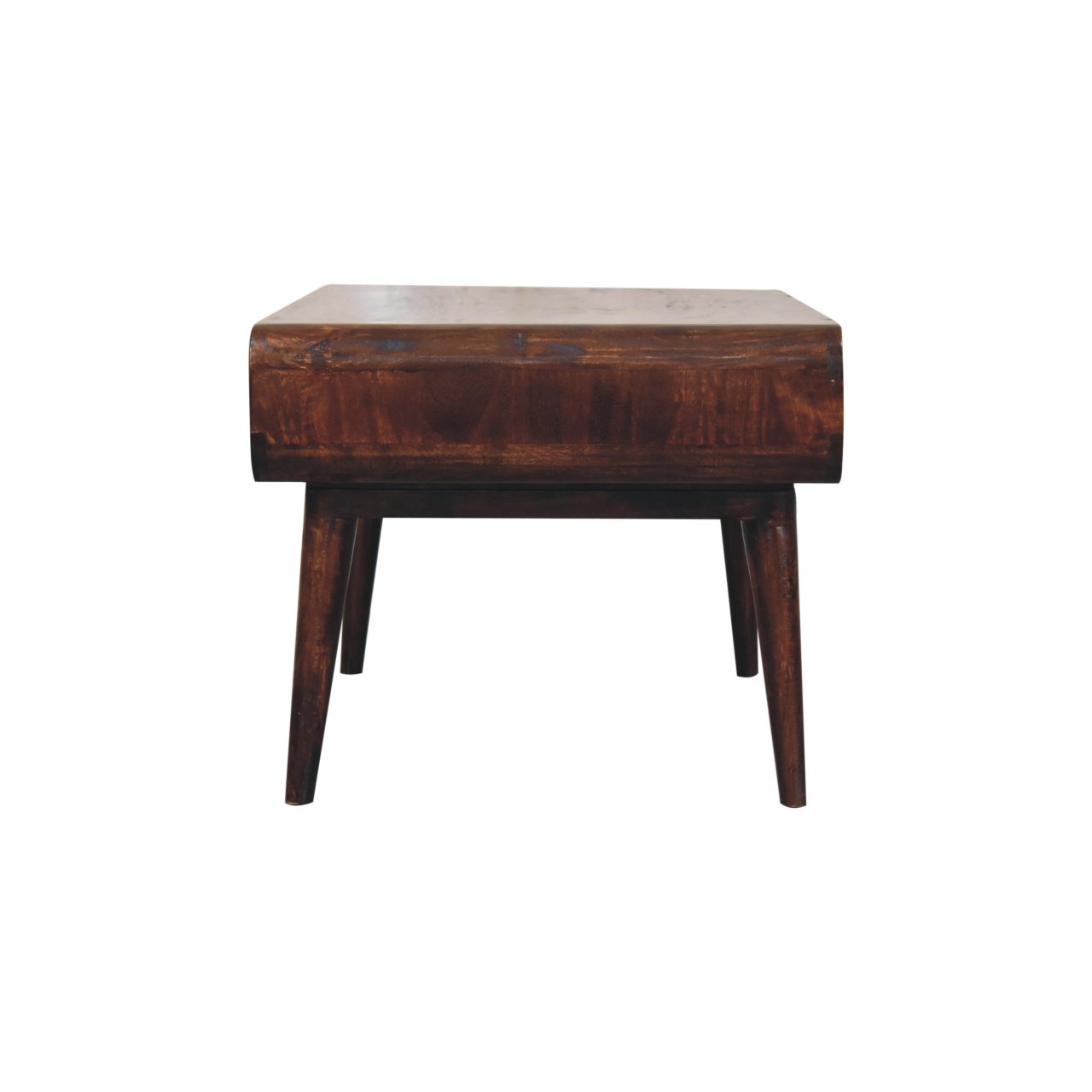 Solid Mango Wood California Walnut Finished 2 Drawer Curved Coffee Table - Image 8