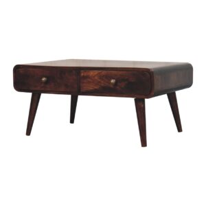 Solid Mango Wood California Walnut Finished 4 Drawer Sonata Coffee Table