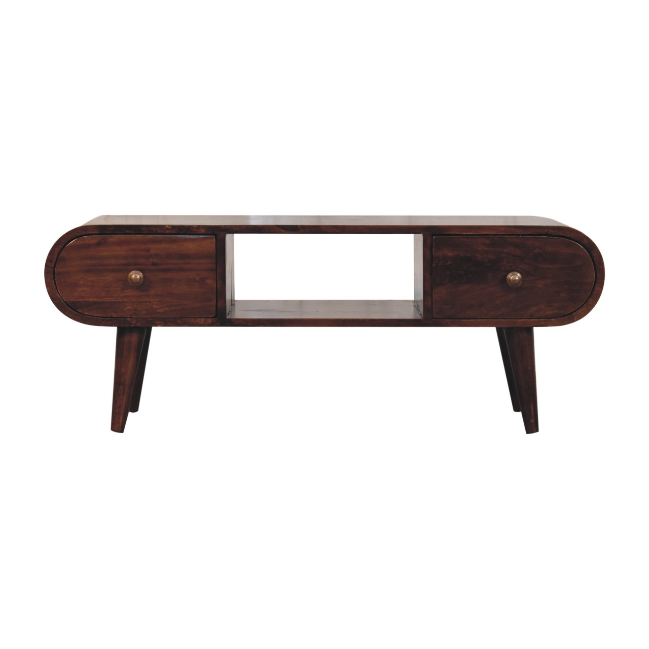 Solid Mango Wood California Walnut Circular TV Unit