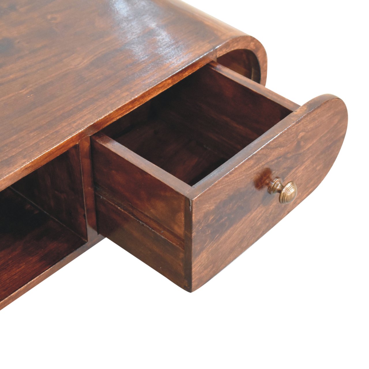 Solid Mango Wood California Walnut Circular TV Unit - Image 6