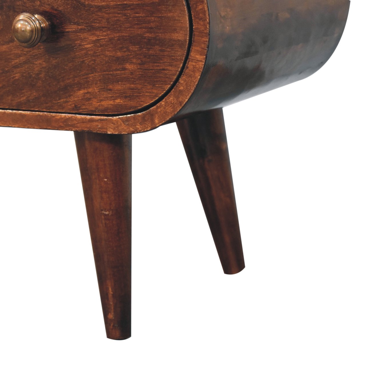 Solid Mango Wood California Walnut Circular TV Unit - Image 7
