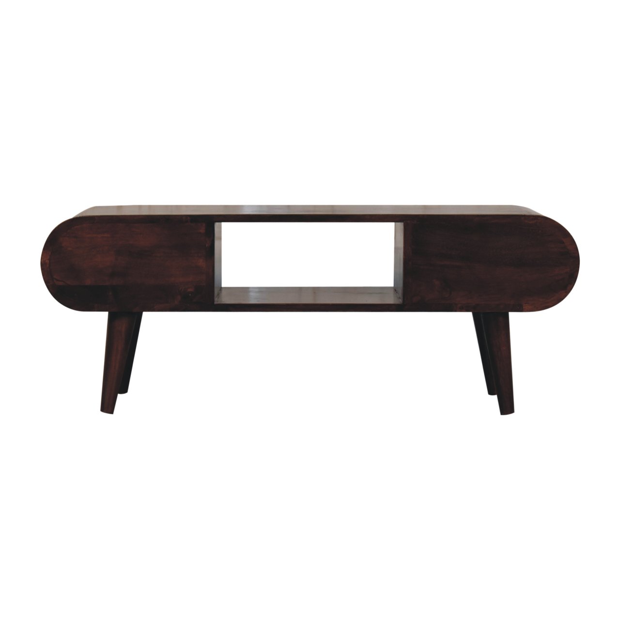 Solid Mango Wood California Walnut Circular TV Unit - Image 9