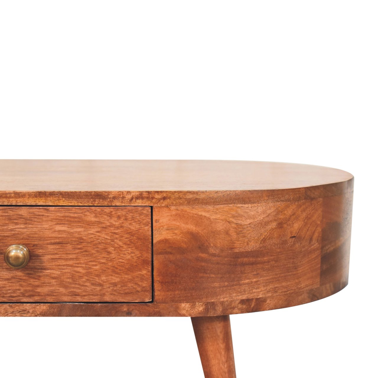 Solid Mango Wood Honey Caramel Finished 1 Drawer Rounded Edges Coffee Table - Image 4