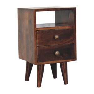 Solid Mango Wood Mini Classic California Walnut Bedside