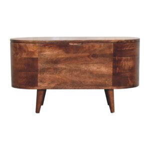 Solid Mango Wood Honey Caramel Finished Rounded Lid Blanket Box with Legs