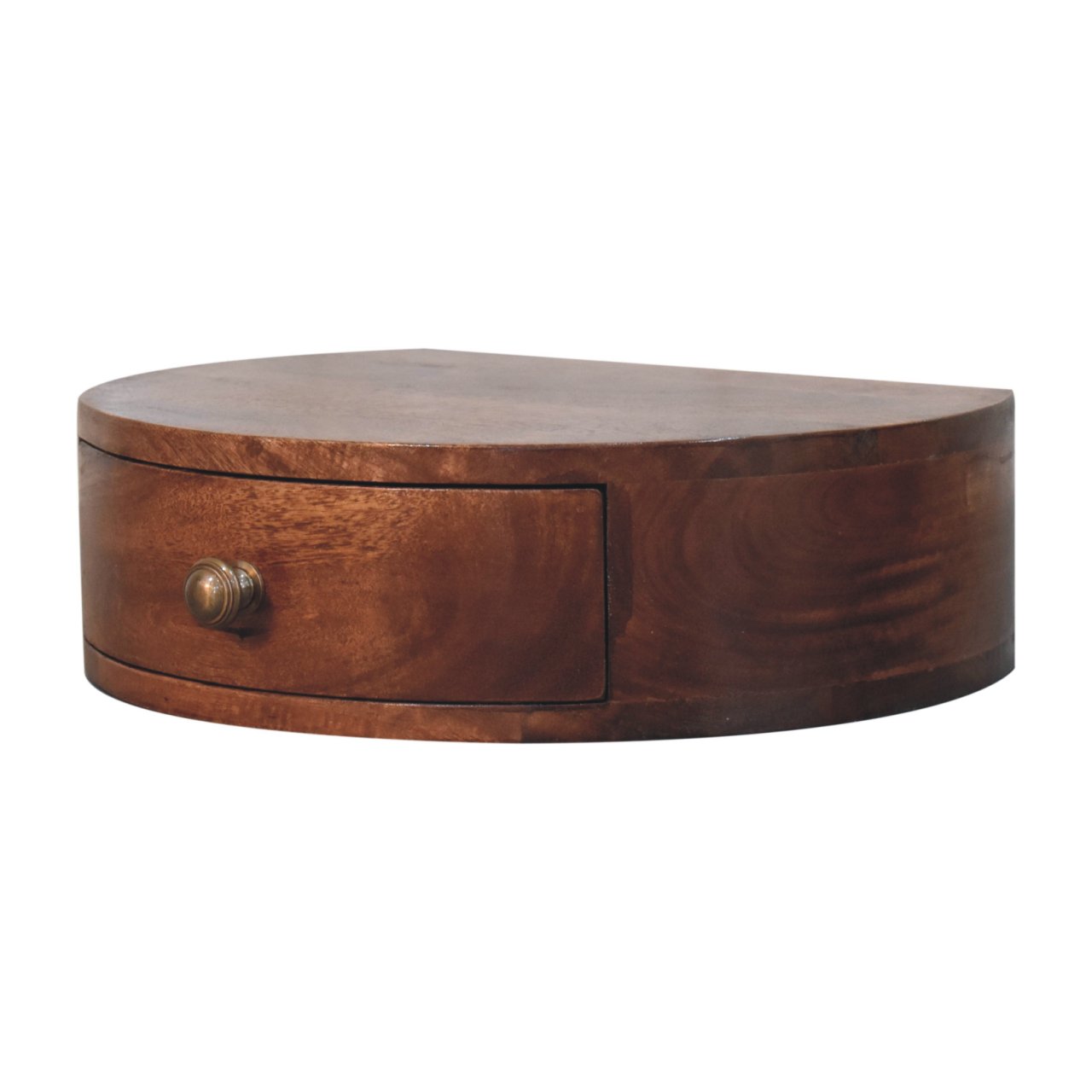 Solid Mango Wood Honey Caramel Wall Mounted Rounded Bedside - Image 2