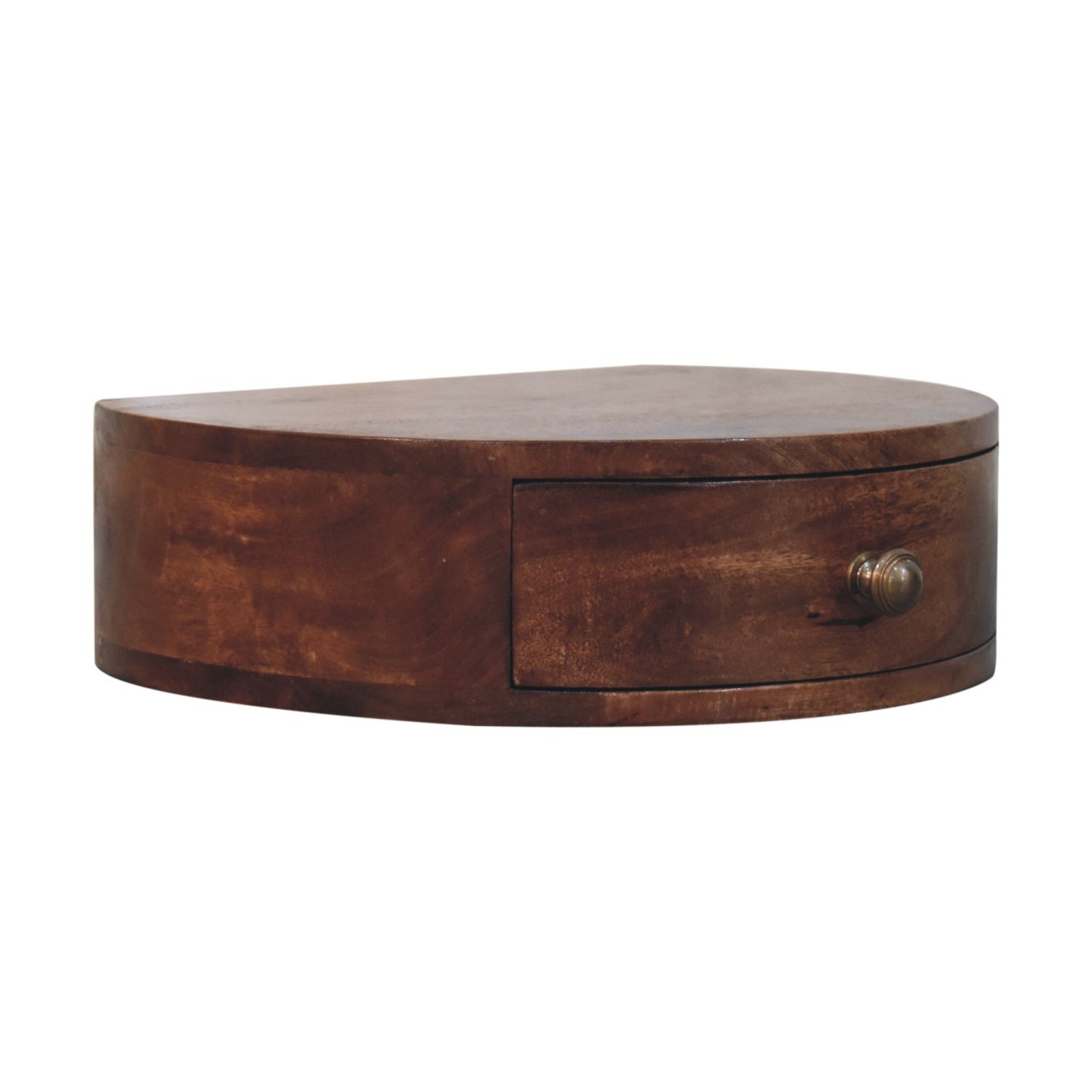 Solid Mango Wood Honey Caramel Wall Mounted Rounded Bedside - Image 3