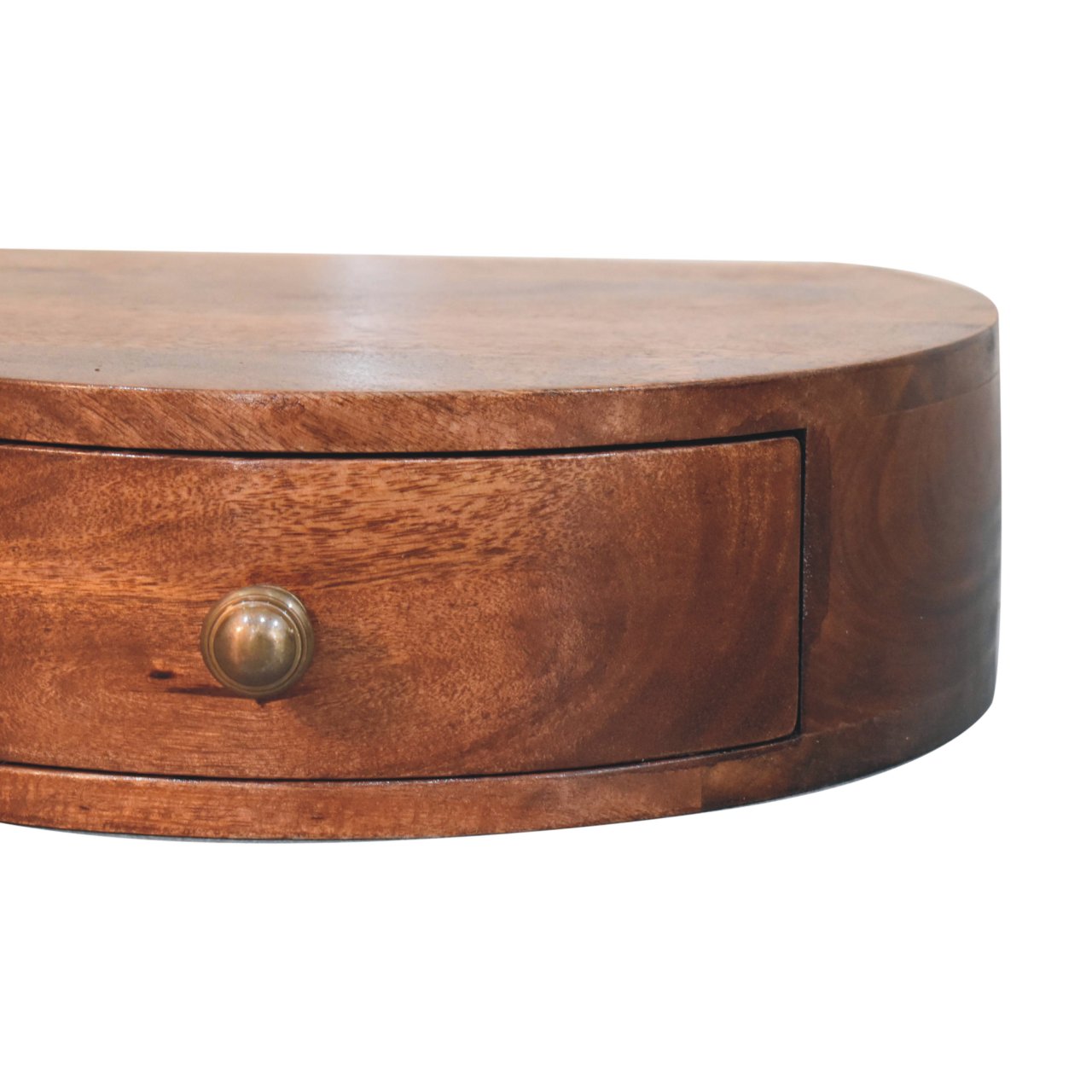 Solid Mango Wood Honey Caramel Wall Mounted Rounded Bedside - Image 4