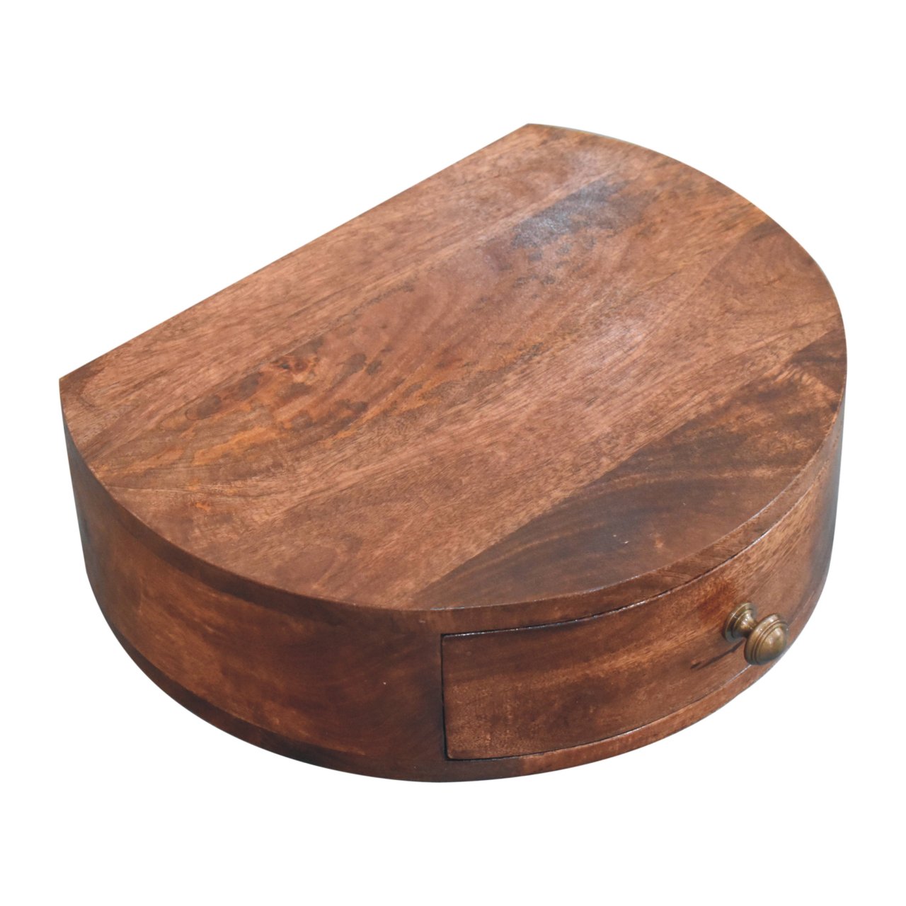 Solid Mango Wood Honey Caramel Wall Mounted Rounded Bedside - Image 5