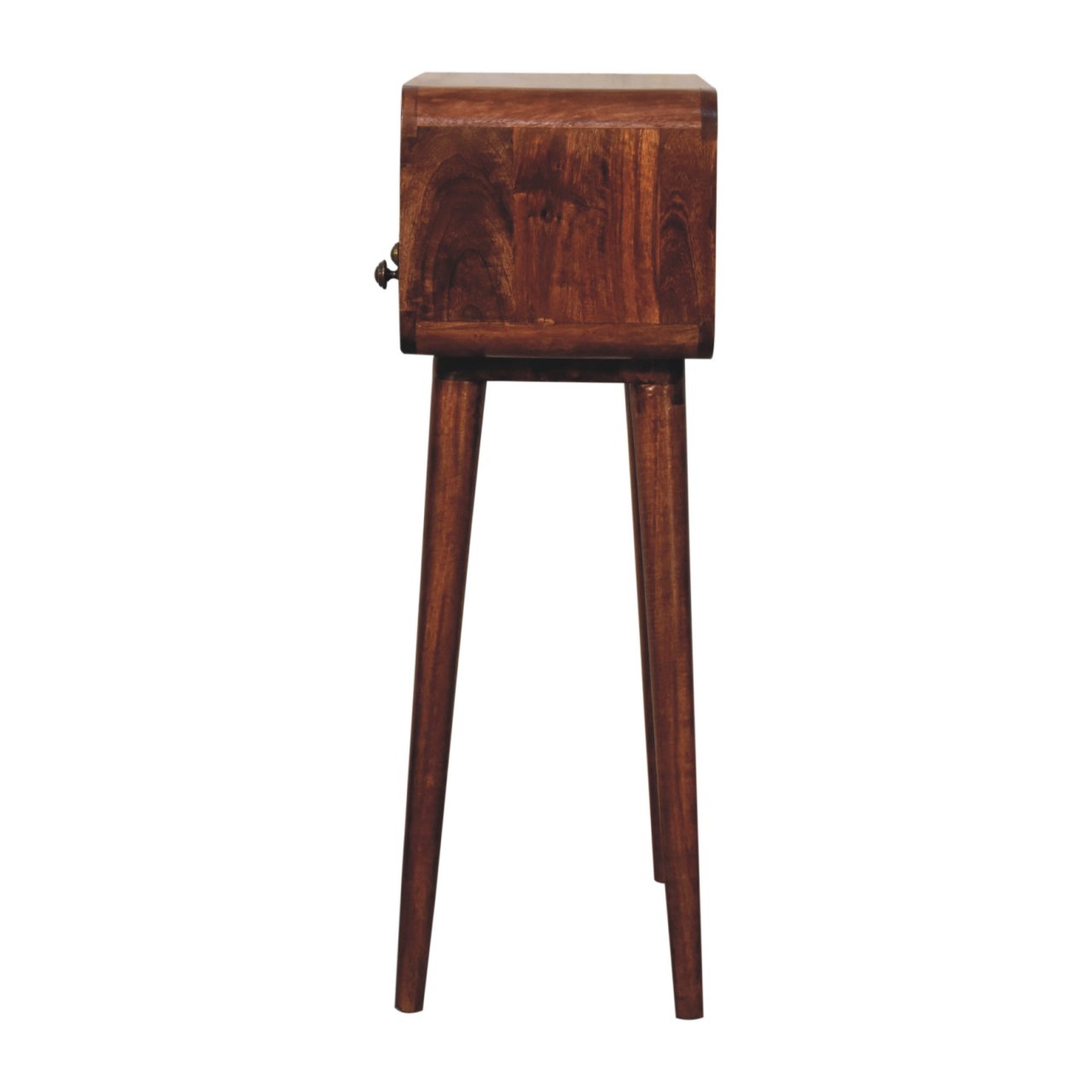Solid Mango Wood Honey Caramel 2 Drawer Mini Curved Console Table - Image 8