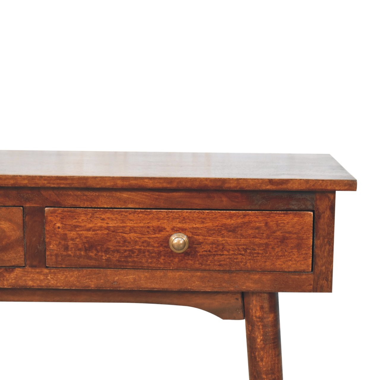 Solid Mango Wood California Walnut Finished Hallway 2 Drawer Console Table - Image 9
