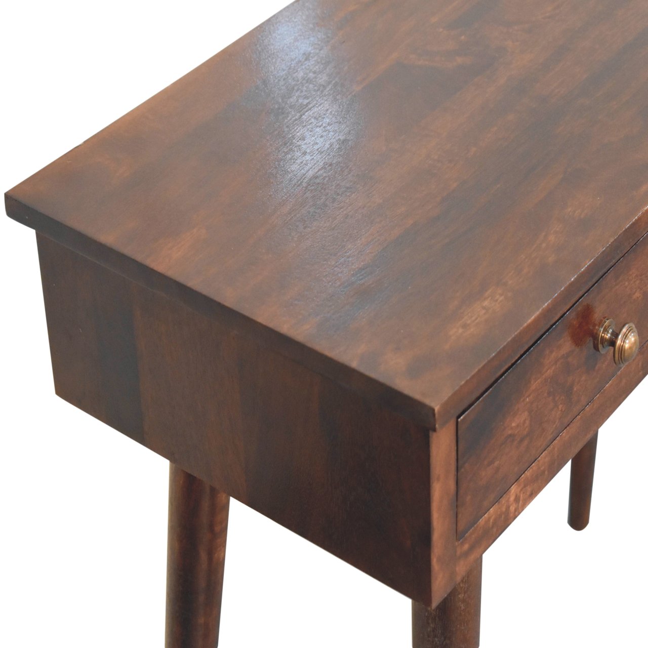 Solid Mango Wood California Walnut Finished Hallway 2 Drawer Console Table - Image 4