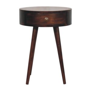 Solid Mango Wood Nordic California Walnut Circular Shaped Bedside