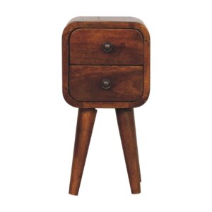 Solid Mango Wood Extra Mini Curved Chestnut Bedside