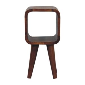 Solid Mango Wood Mango Wood Extra Mini Minimalist Open Curved Chestnut Bedside