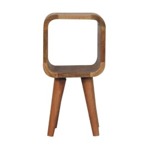Solid Mango Wood Extra Mini Minimalist Open Curved Oak Finish Bedside