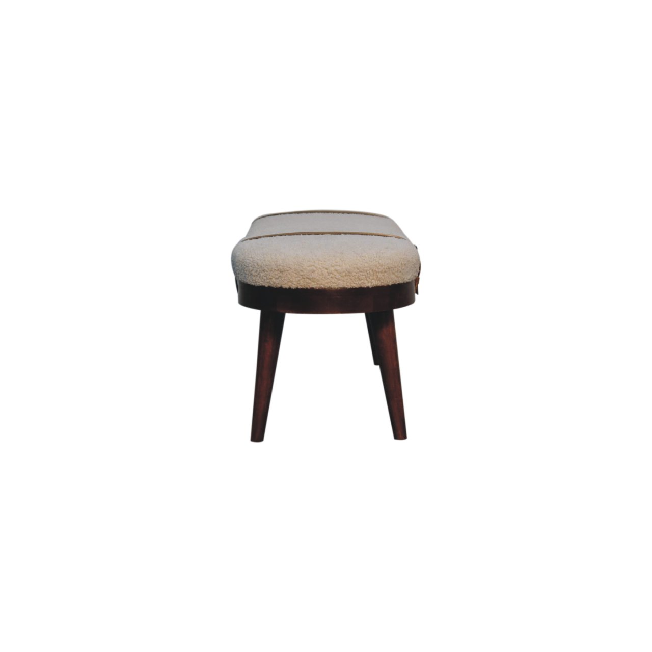 Solid Mango Wood Walnut Finished Nordholm Boucle & Leather Upholstered Bench - Image 8