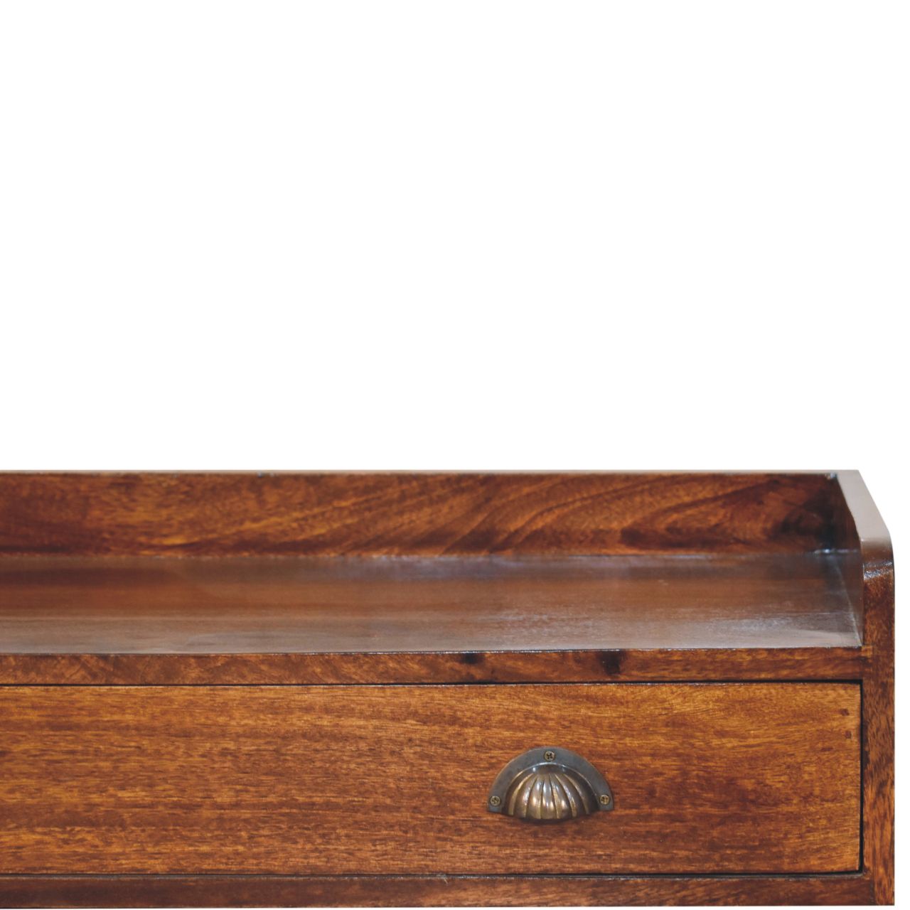 Solid Mango Wood Chestnut Finished 2 Drawer Belmont Wall-Mounted Console Shelf - Image 6
