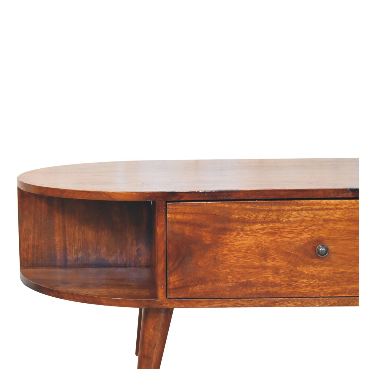 Solid Mango Wood Mango Wood Chestnut Oval Coffee Table with 2 Drawers - Image 4